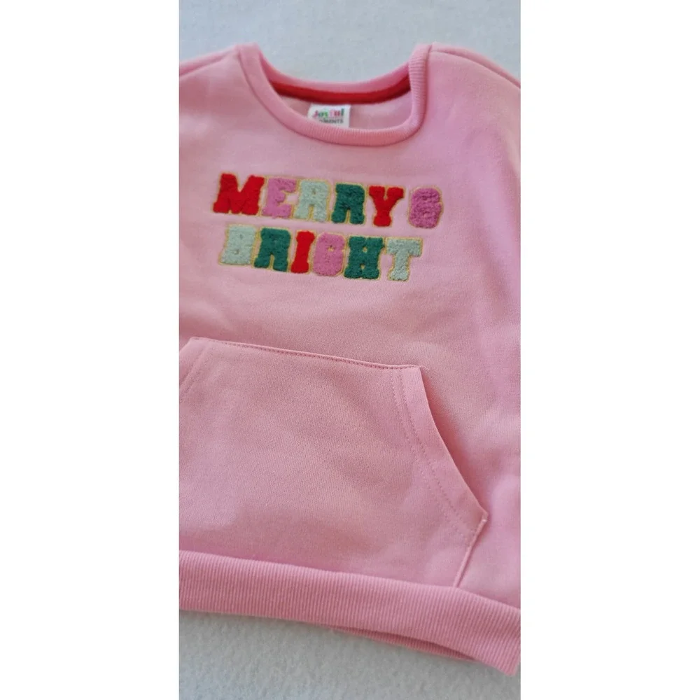 Joyful MERRY & BRIGHT Girls Set 3 HOLIDAY Size 4T‎  COLOR Pink-HOLIDAY